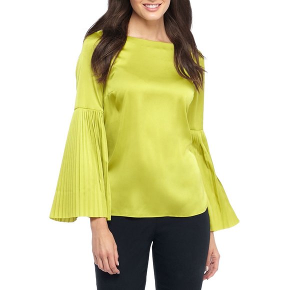 NWT Womens Plus Size 3X Limited Olive Pleat Sleeve Blouse Top - Picture 1 of 2